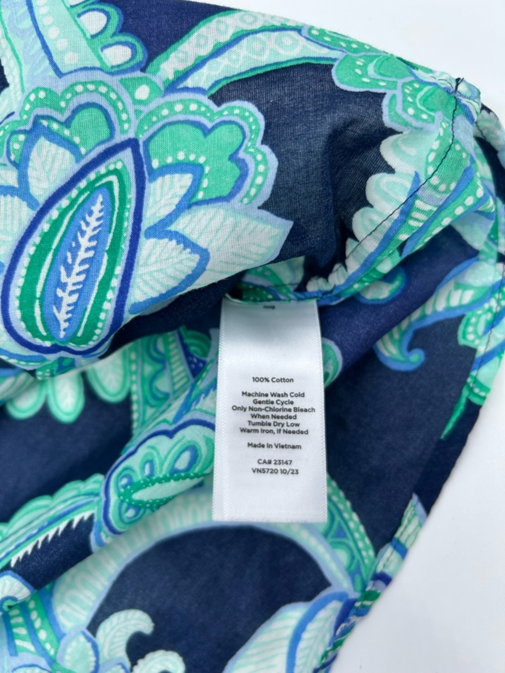Talbots Navy and Mint Floral Paisley Button-Down Top LP - Picture 6 of 7